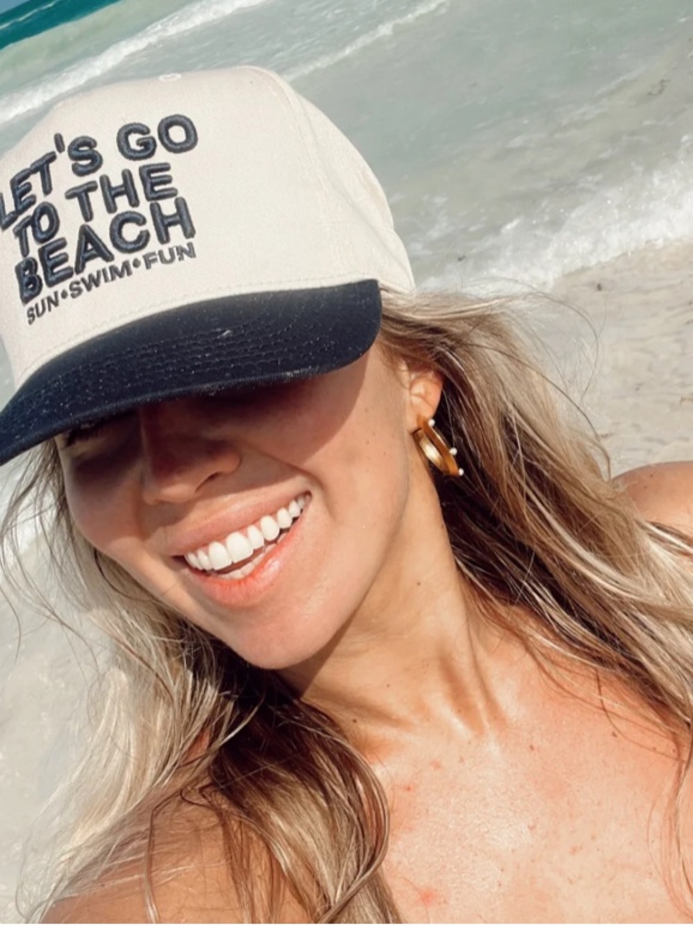 Anthropologie LET'S GO TO THE BEACH Two-Tone Baseball Cap - Navy & White